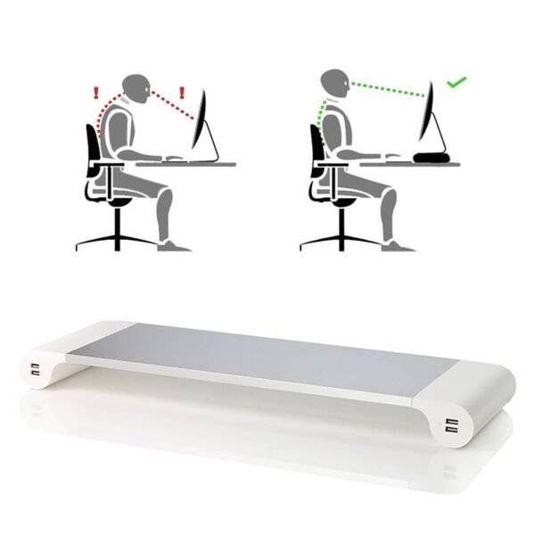 ⁦حامل لابتوب وكمبيوتر للمكتب مع 4 منافذ بيانات وشحن USB⁩ - الصورة ⁦3⁩